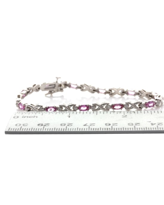Alternating Pink Sapphire and Diamond Inline Bracelet